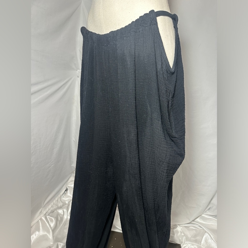 BUCKETLIST Black Gauze Wide Leg Pants Adjustable Tie Waist Boho Small